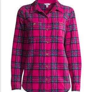 Women’s Long Sleeve Flannel Button Up Top Jacket
